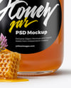 Clear Glass Jar with Clover Honey Mockup