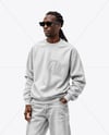 Black Man Wearing an Oversize Sweatshirt and Wide Jeans Mockup