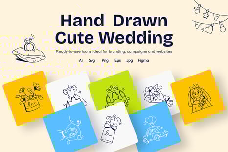 Cute Wedding Doodles Set - Graphics