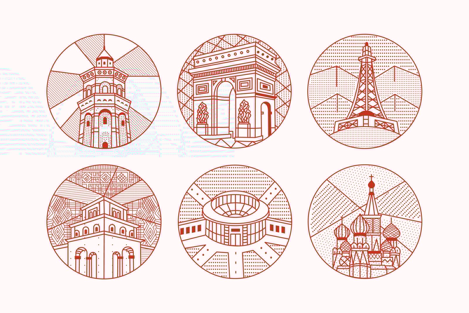 World Landmark Illustration Set