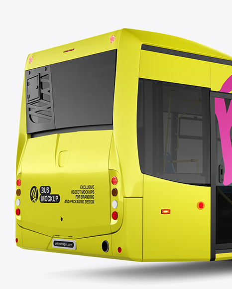 City Bus Mockup - Back Half Side View