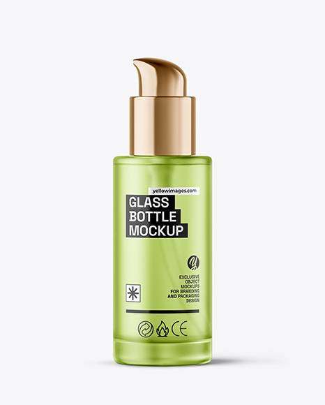 Frosted Cosmetic Bottle with Pump Mockup - Frosted glass mockup