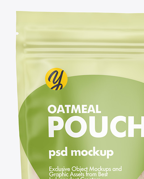 Frosted Stand-Up Pouch w/ Oatmeal Mockup