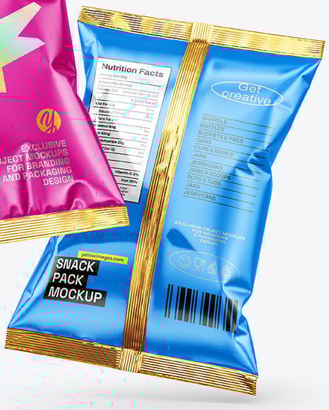 Glossy Snack Bags Mockup