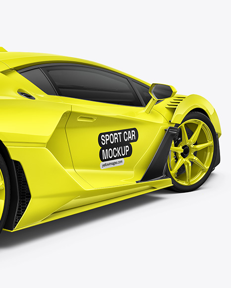 Sport Car Mockup - Back Half Side View