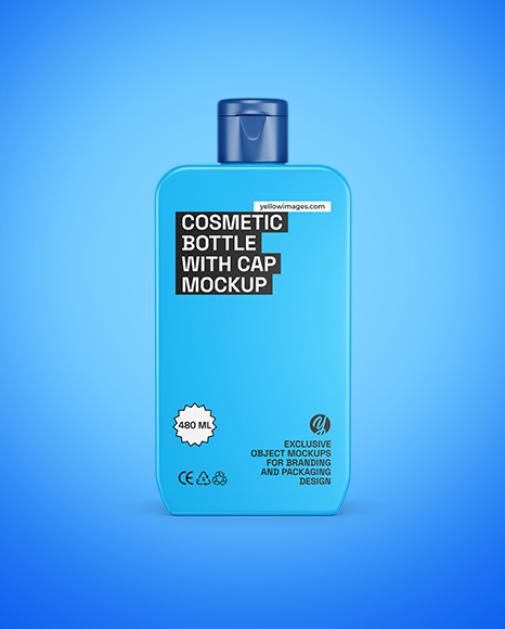 Square Cosmetic Bottle with Cap Mockup