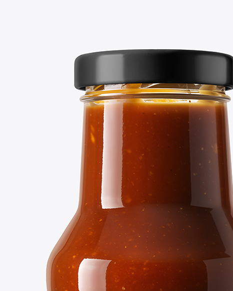Glass Bottle with Barbecue Sauce Mockup
