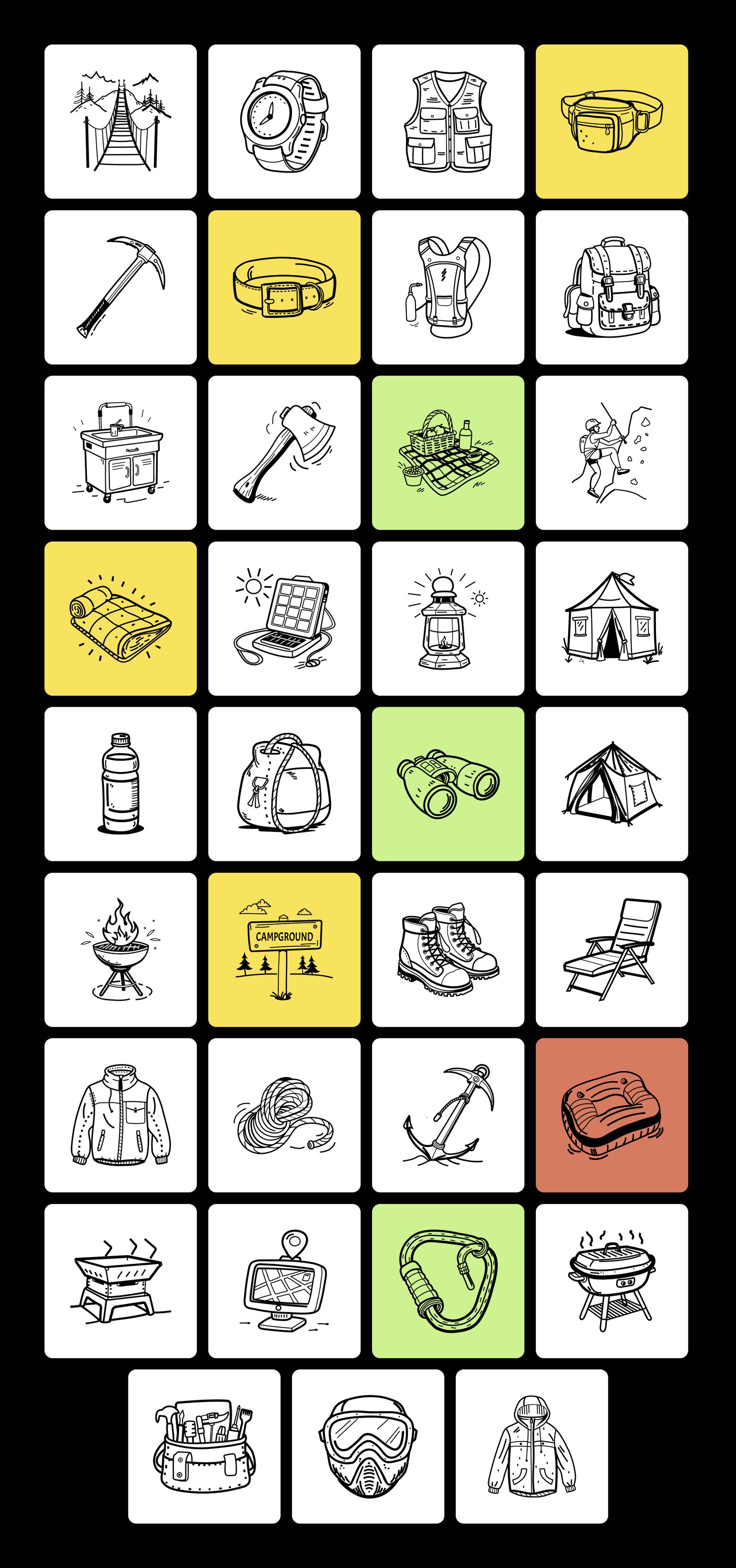 Camping and Hiking Icons