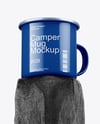 Camper Mug on Burnt Wood Mockup