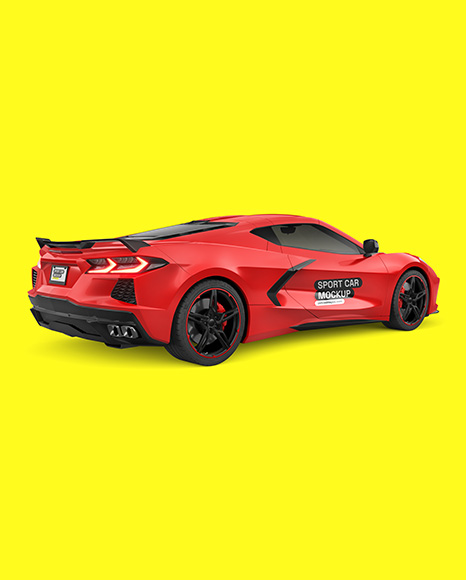 Sport Car Mockup - Back Half Side View