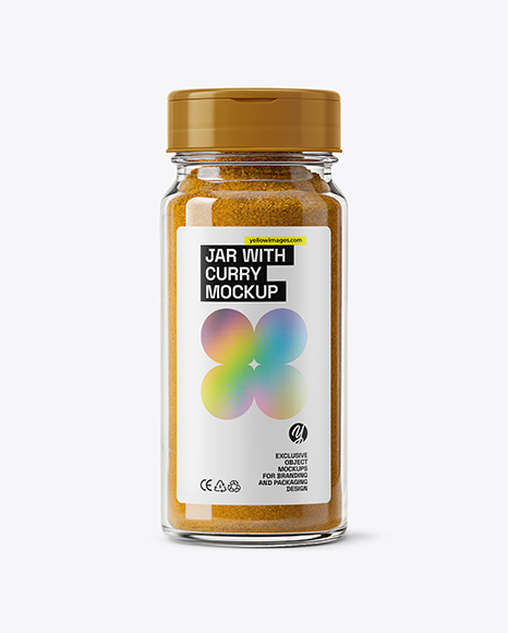 Clear Glass Jar with Curry Mockup
