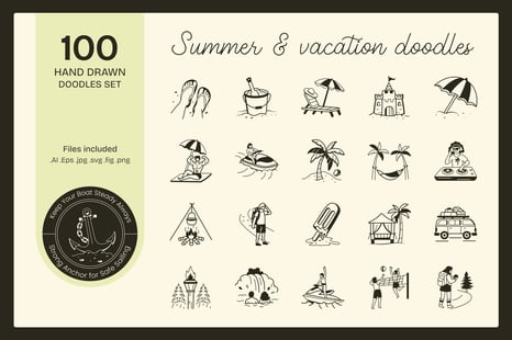 Summer and Vacation Doodles - Icons