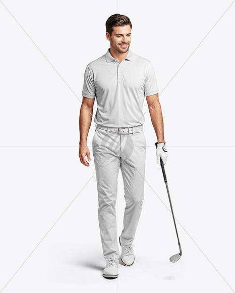 Man Wearing Golf Shirt and Chinos Mockup