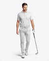 Man Wearing Golf Shirt and Chinos Mockup