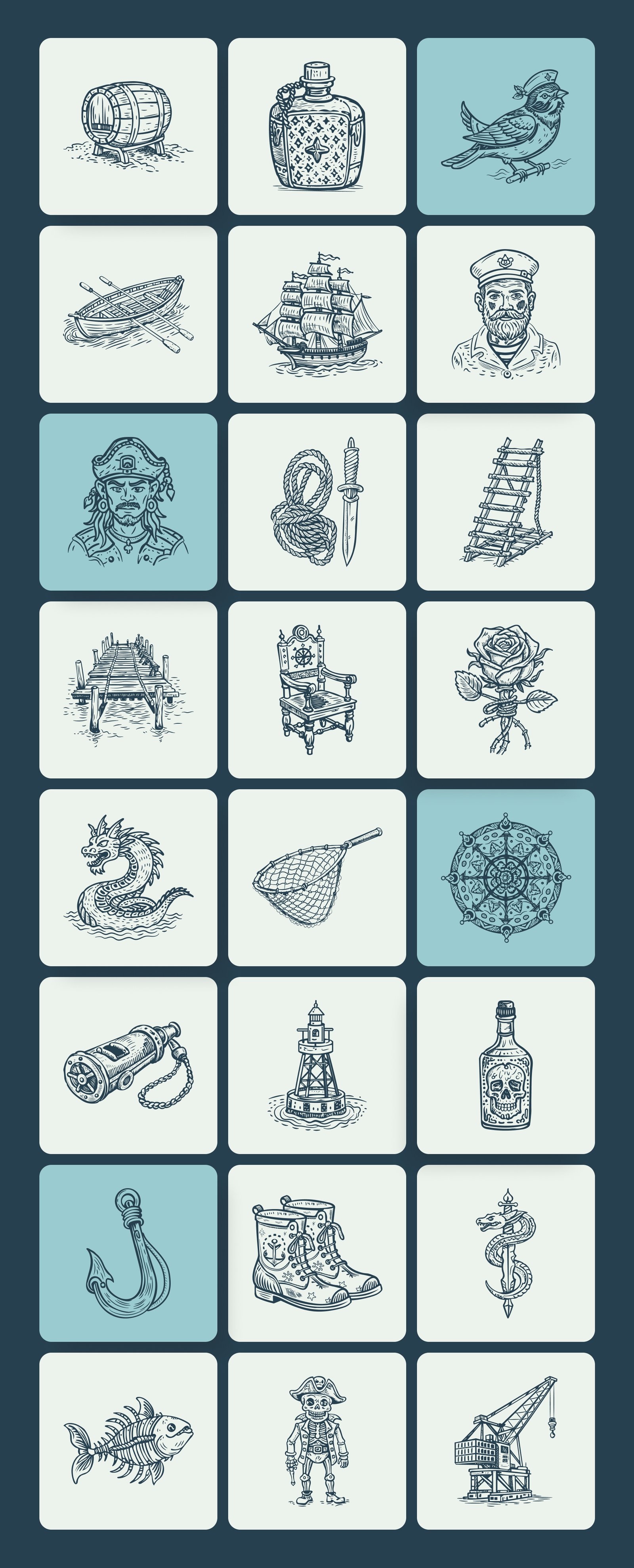 Vintage Sailor Tattoos Illustrations