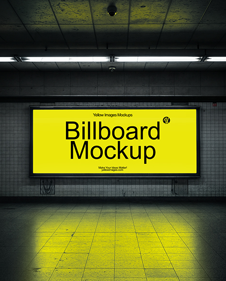 Billboard in Underground Passage Mockup
