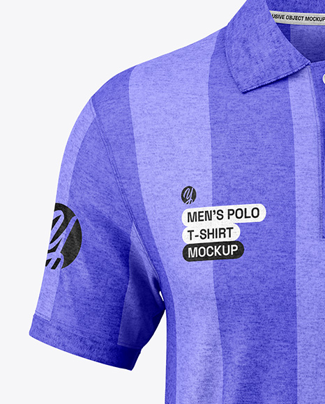 Men's Heather Polo Shirt Mockup - Front View