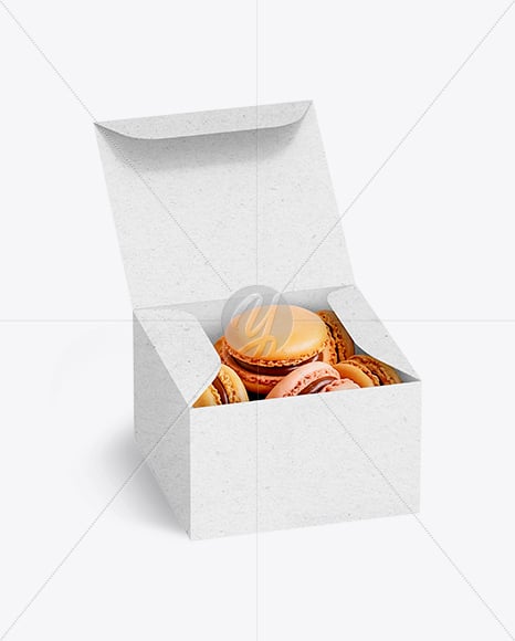 Opened Kraft Box w/ Macarons Mockup