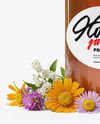 Square Glass Jar with Wildflower Honey Mockup