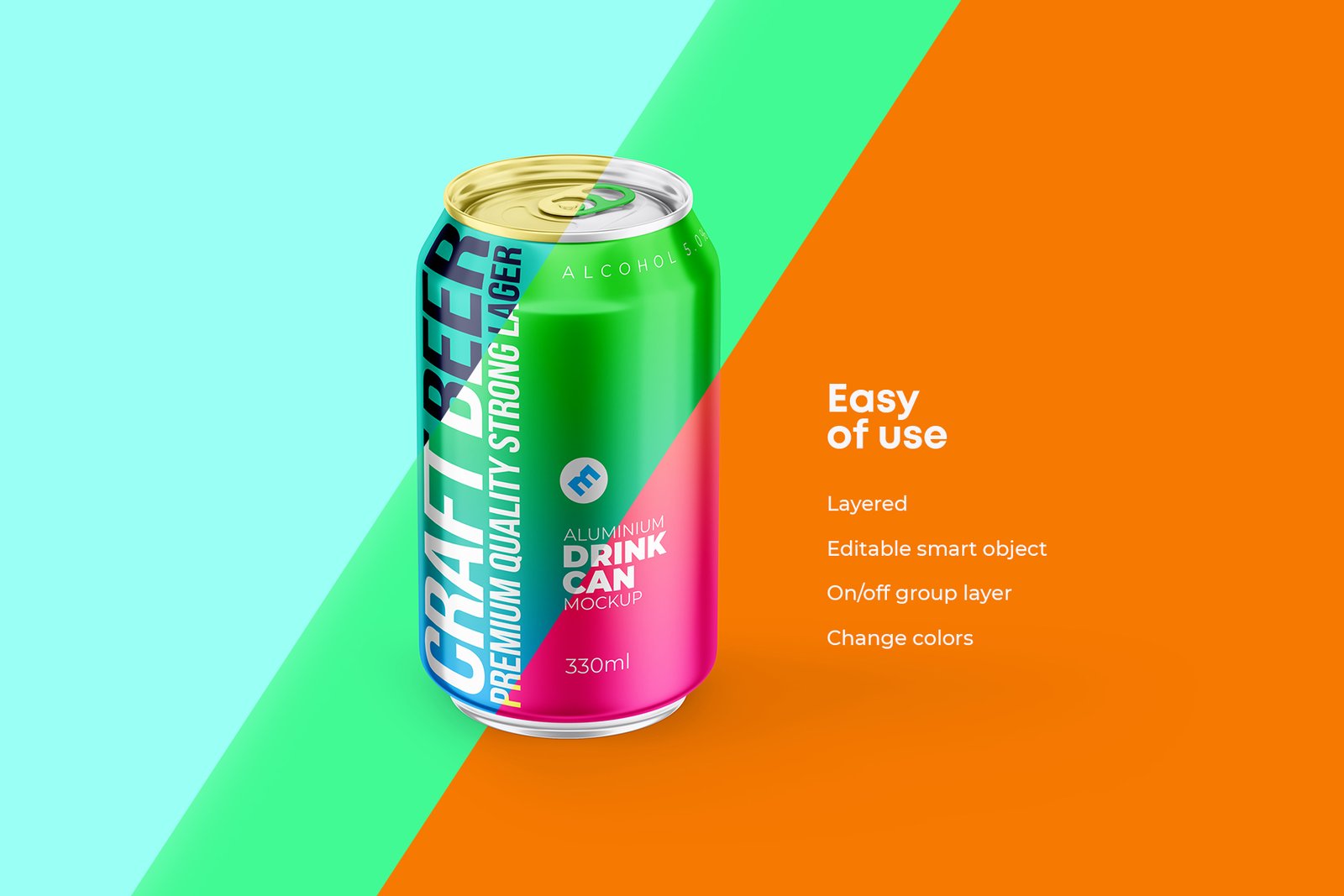 Classic 330ml Aluminium Can Mockup