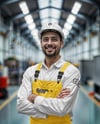 Engineer Wearing Bib Overalls and Shirt Mockup
