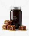 Glass Jar with Tulip Poplar Honey Mockup