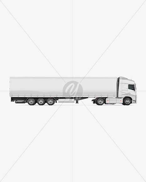 Semi Trailer Truck Mockup - Side View