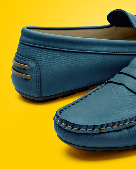 Pair of Women's Leather Moccasins Mockup