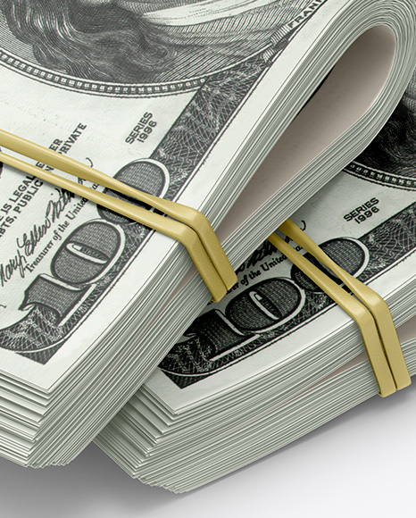 Two Money Bended Stacks Mockup