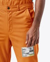 Man Wearing a Bib Overalls and T-Shirt Mockup