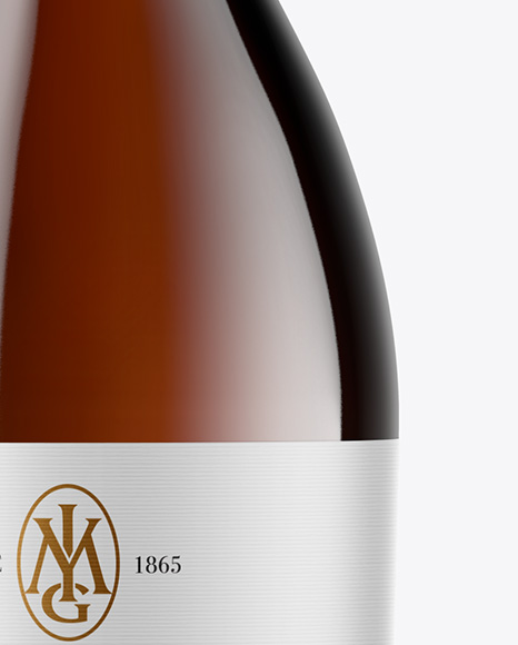 Amber Glass White Wine Bottle Mockup