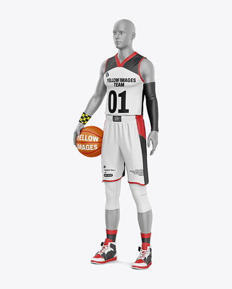 Full Basketball Kit Mockup - Half Side View - Free+Women's+Basketball+Kit+Mockup+-+Side+View+(PSD)