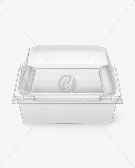 Paper Food Box with Clear Plastic Lid Mockup