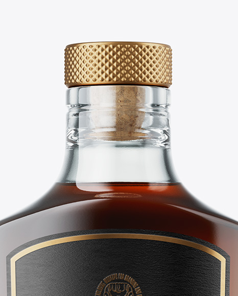 Black Rum Glass Bottle with Wooden Cap Mockup