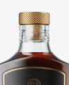 Black Rum Glass Bottle with Wooden Cap Mockup
