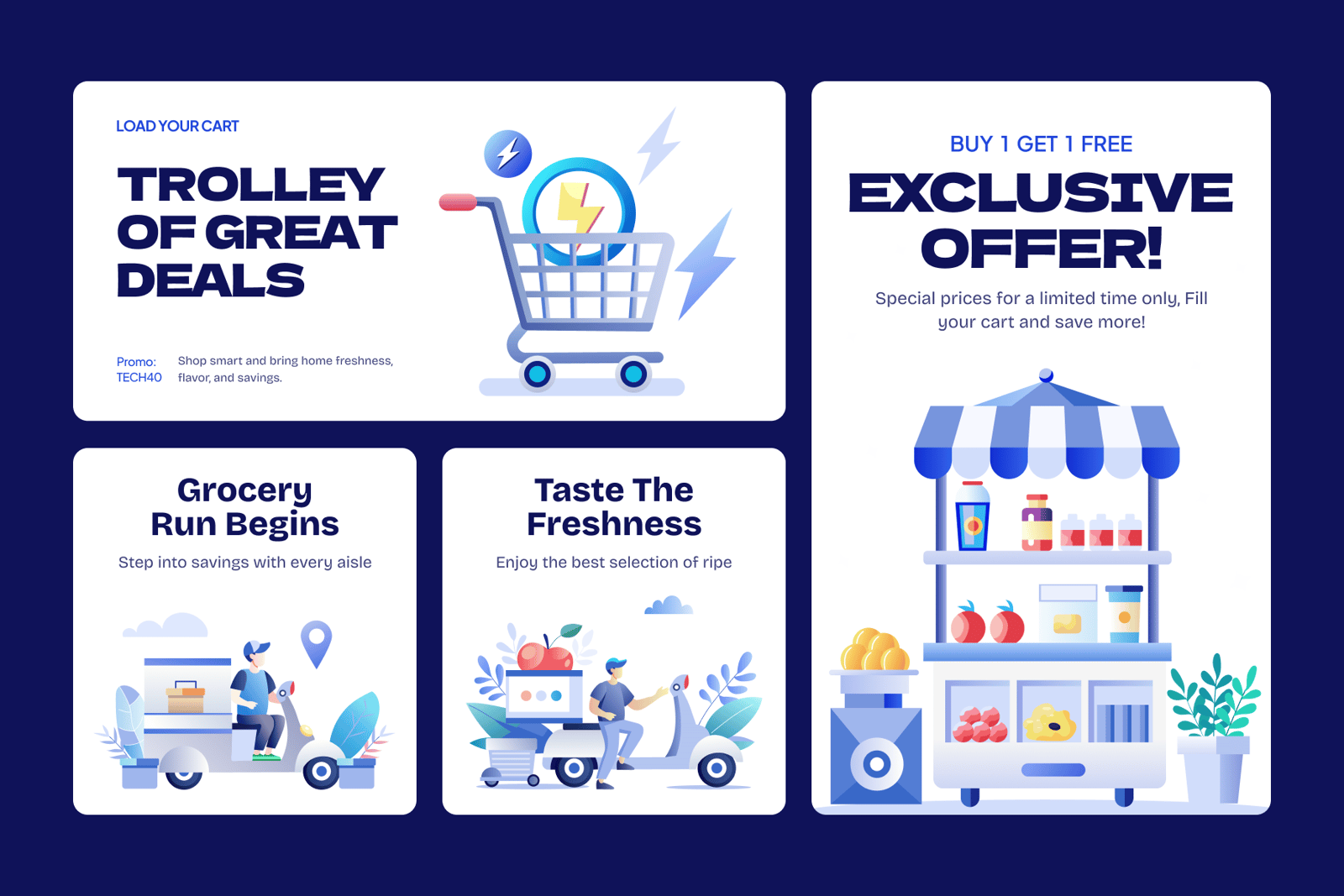 Grocery Shopping Illustrations