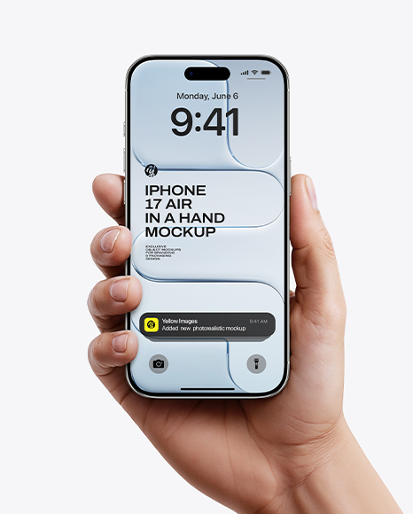 iPhone 17 Air Cloud White in a Hand Mockup - Iphone x mockup