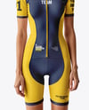 Young Woman Wearing Raglan Cycling Suit Mockup