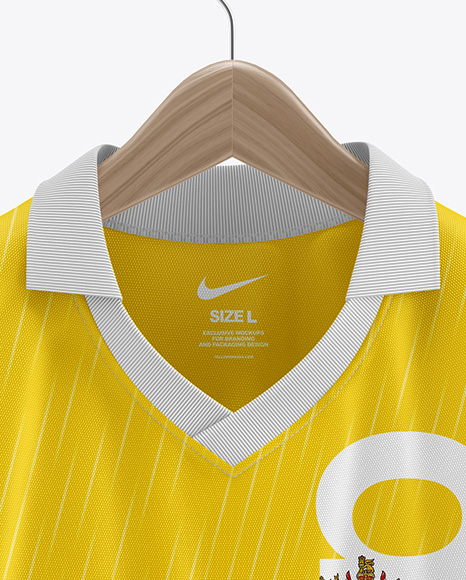 Soccer Polo Jersey on a Wooden Hanger Mockup