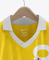 Soccer Polo Jersey on a Wooden Hanger Mockup