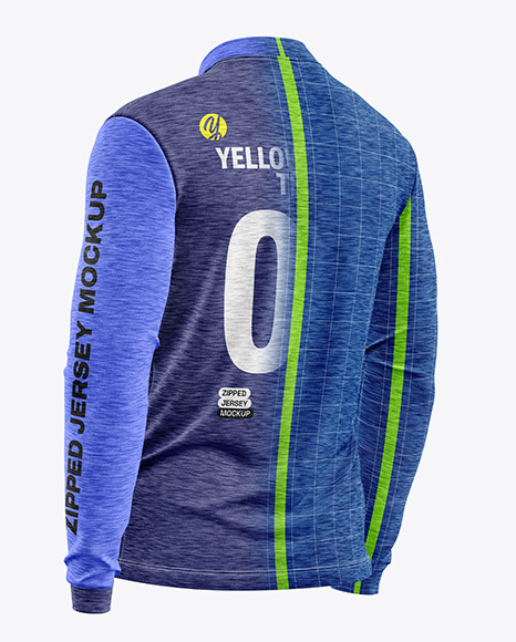 Melange Jersey Mockup - Back Half Side View