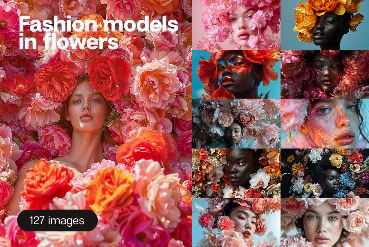 Fashion models in flowers