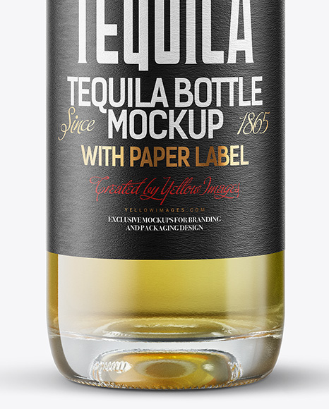 Golden Tequila Bottle with Cork Mockup