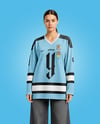 Woman Wearing Ice Hockey Jersey Mockup