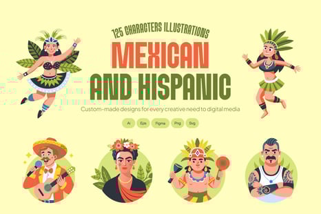 Mexican and Hispanic Characters - Culture clipart