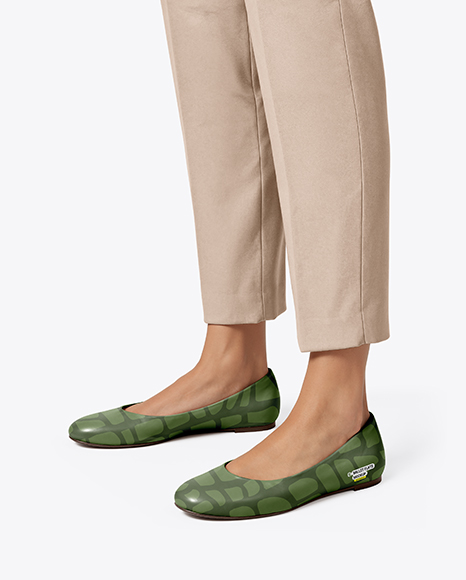 Leather Ballet Flats on Woman's Legs Mockup - Flared pants mockup
