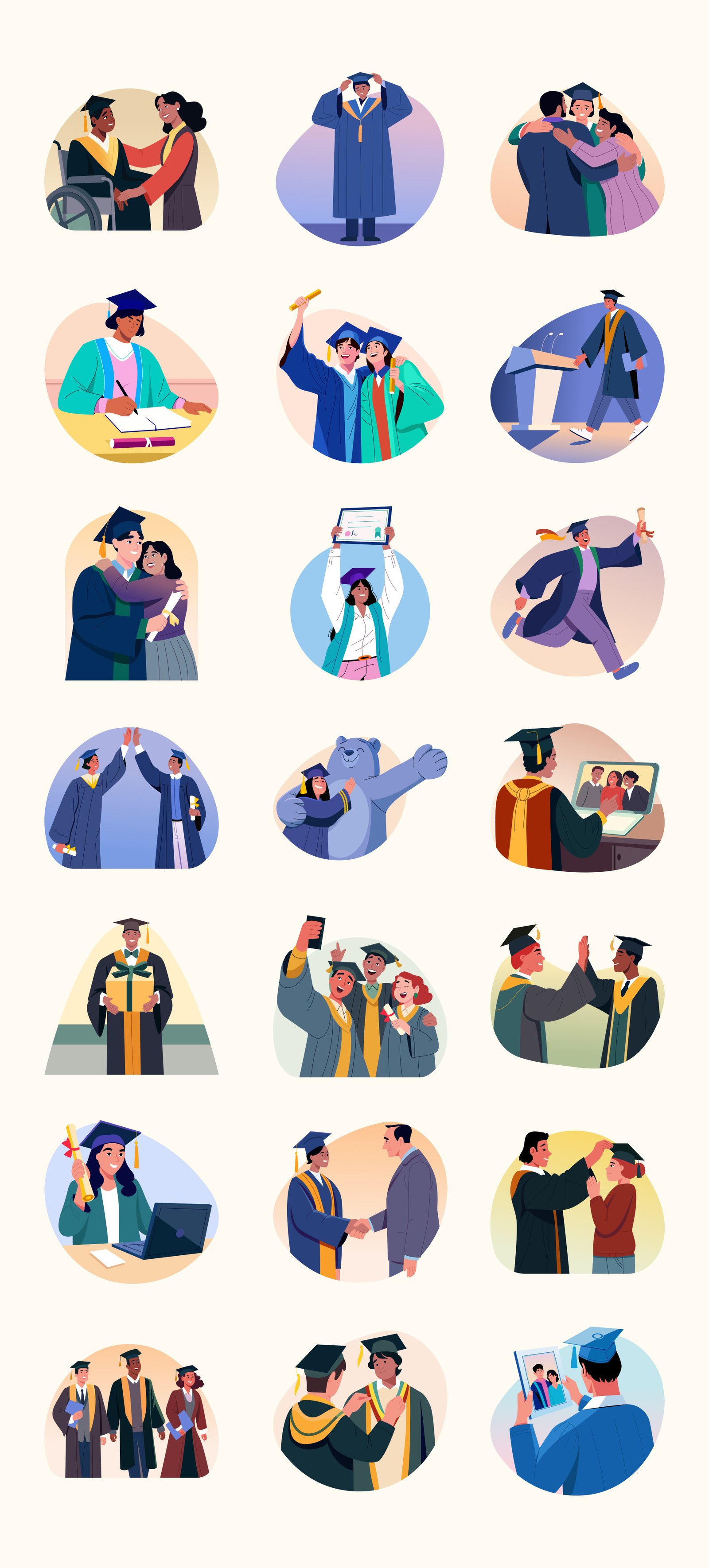 Graduation Illustration Art Set