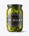 Clear Glass Jar with Pickled Green Beans Mockup