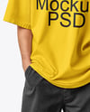 Curly Man Wearing T-shirt and Bandana Mockup