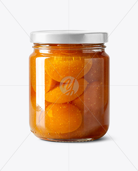 Glass Jar with Apricot Preserves Mockup